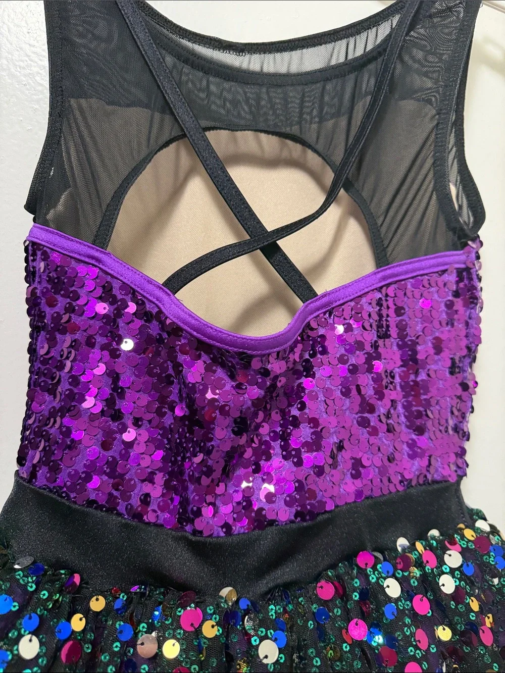 Weissman-Kids Purple Sequin Party Costume Dress with Flower Accent Large Child.